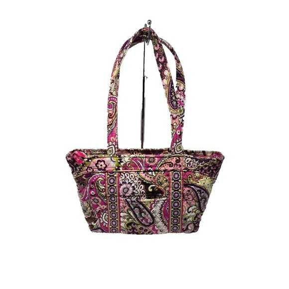 Vera Bradley Very Berry Paisley Tote Shoulder Bag Pink Purple Double Handle Lg - Picture 1 of 10